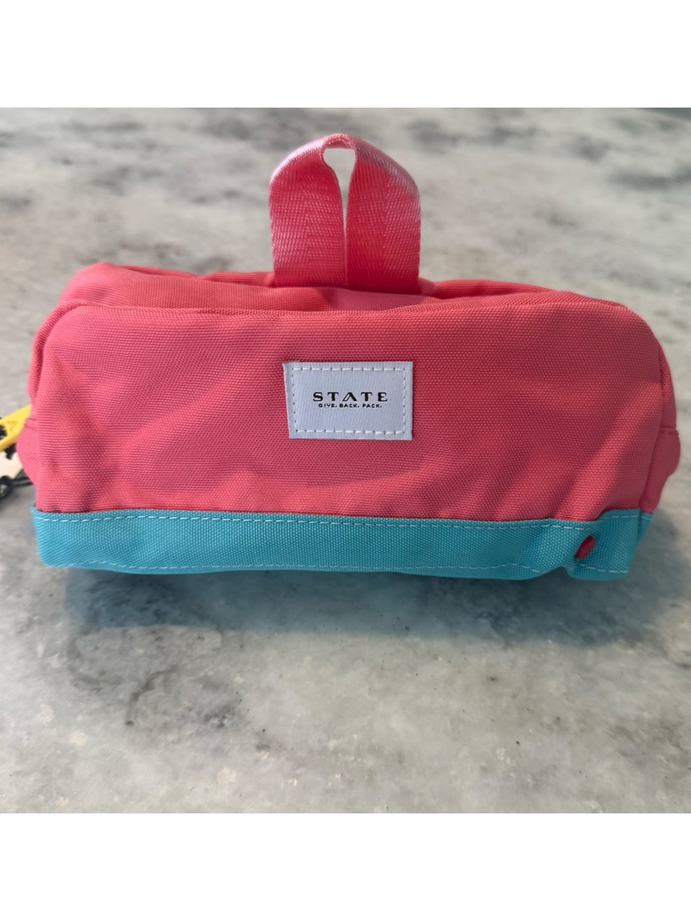 STATE Coral Pink and Aqua Toiletry Pouch